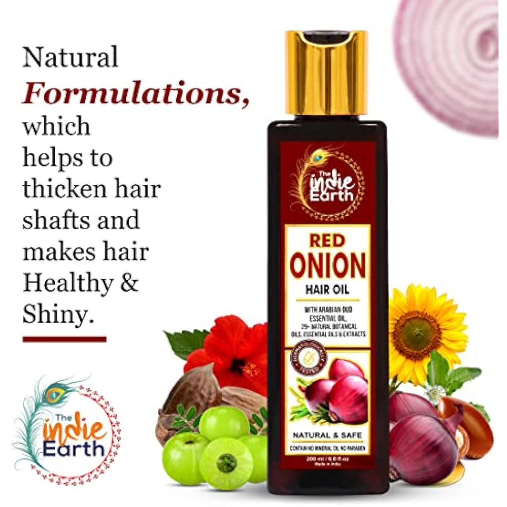 The Indie Earth Red Onion Hair Oil - Anti Hair Loss & Growth - 200ml