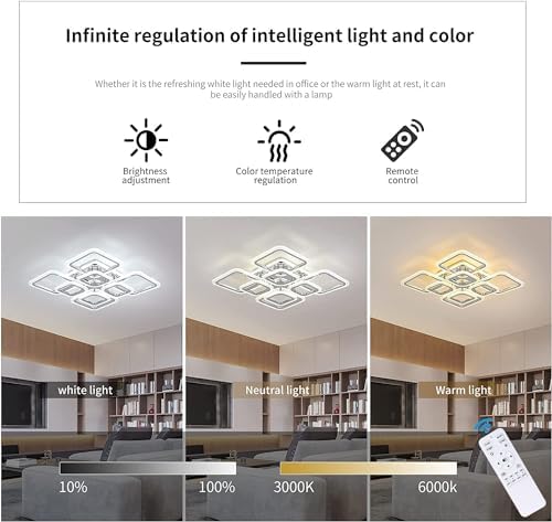 Modern LED Ceiling Light – Dimmable Acrylic Flush Mount, 100W