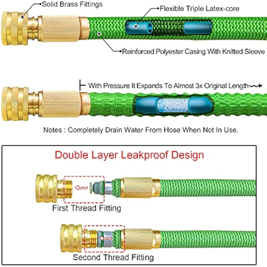 NGreen Expandable Garden Hose | Durable 12-Layer Latex & Brass Fittings