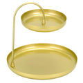 Gold 2-Tier Metal Decorative Tray | Jewelry & Afternoon Tea Stand