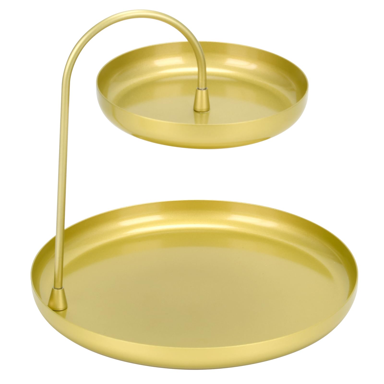 Gold 2-Tier Metal Decorative Tray | Jewelry & Afternoon Tea Stand