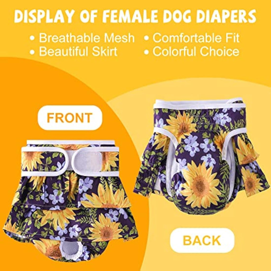 COMSLE Reusable Female Dog Diapers - 3 Pack Washable & Absorbent Nappies
