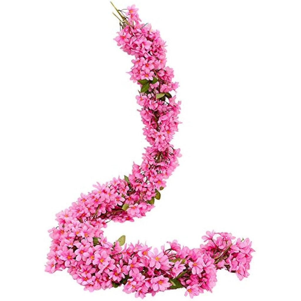 2-Pack Artificial Cherry Blossom Sakura Silk Garland - Rose Red