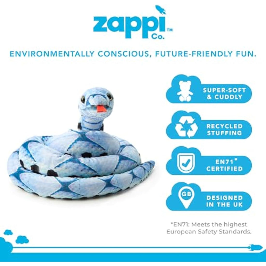 Zappi Co Blue Beauty Snake Plush Toy – 180cm Realistic Stuffed Animal