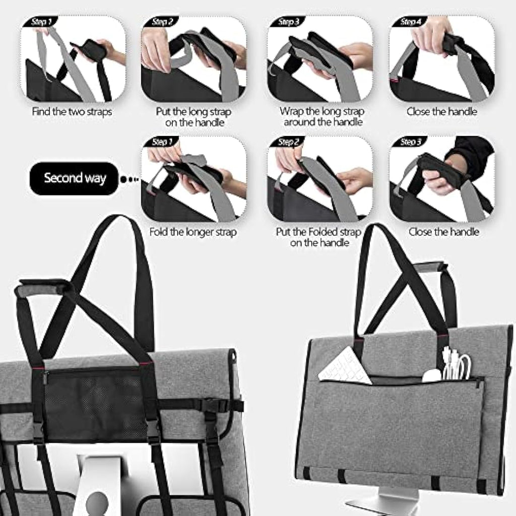 27" iMac Monitor Carry Case – Padded Travel Bag, Grey
