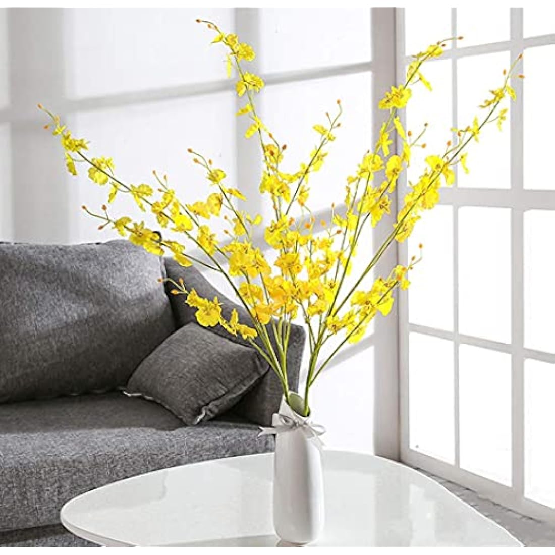 Kisflower 12Pcs Yellow Artificial Dancing Lady Orchids for Home Decor