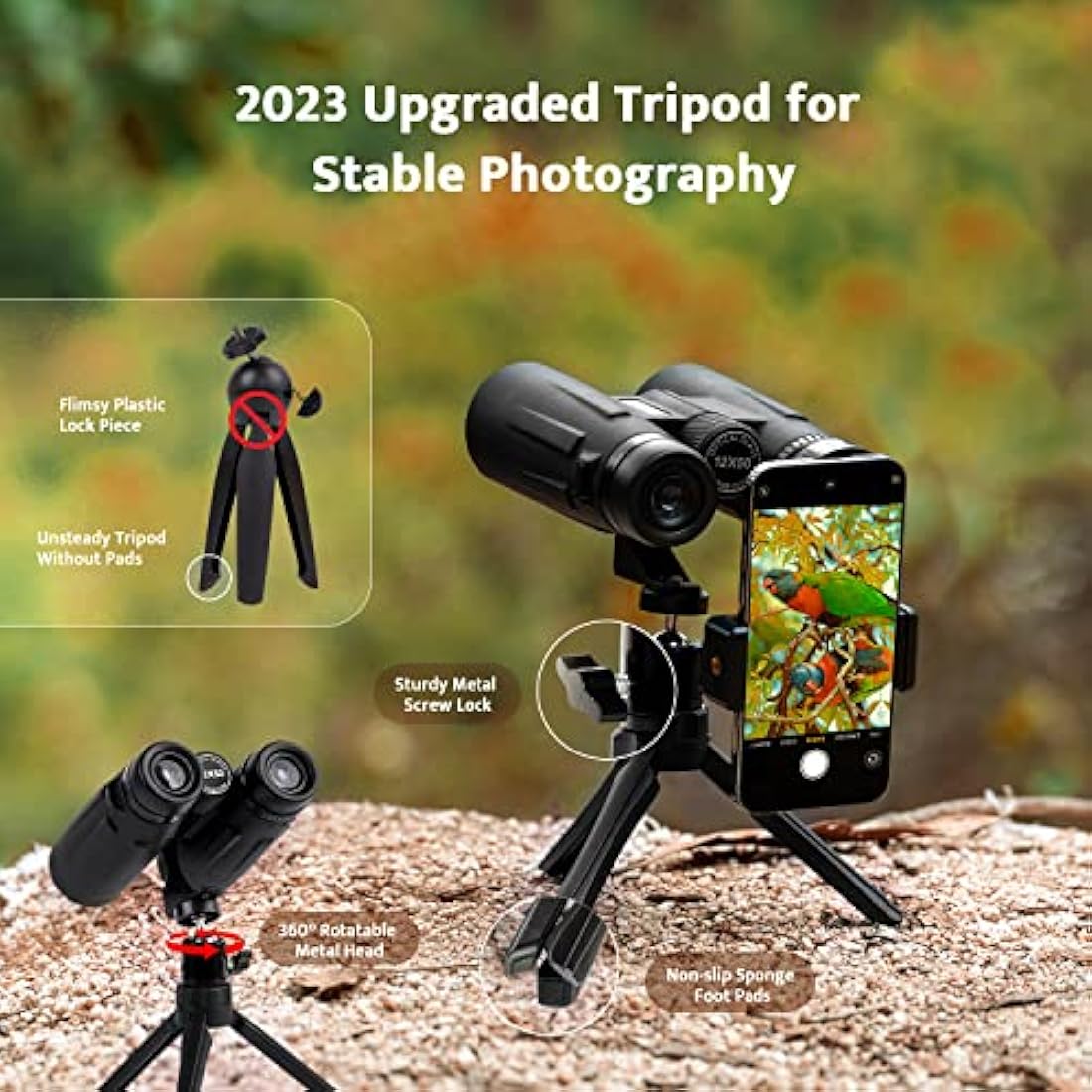 Usogood 12x50 High Power Binoculars for Bird Watching with Tripod