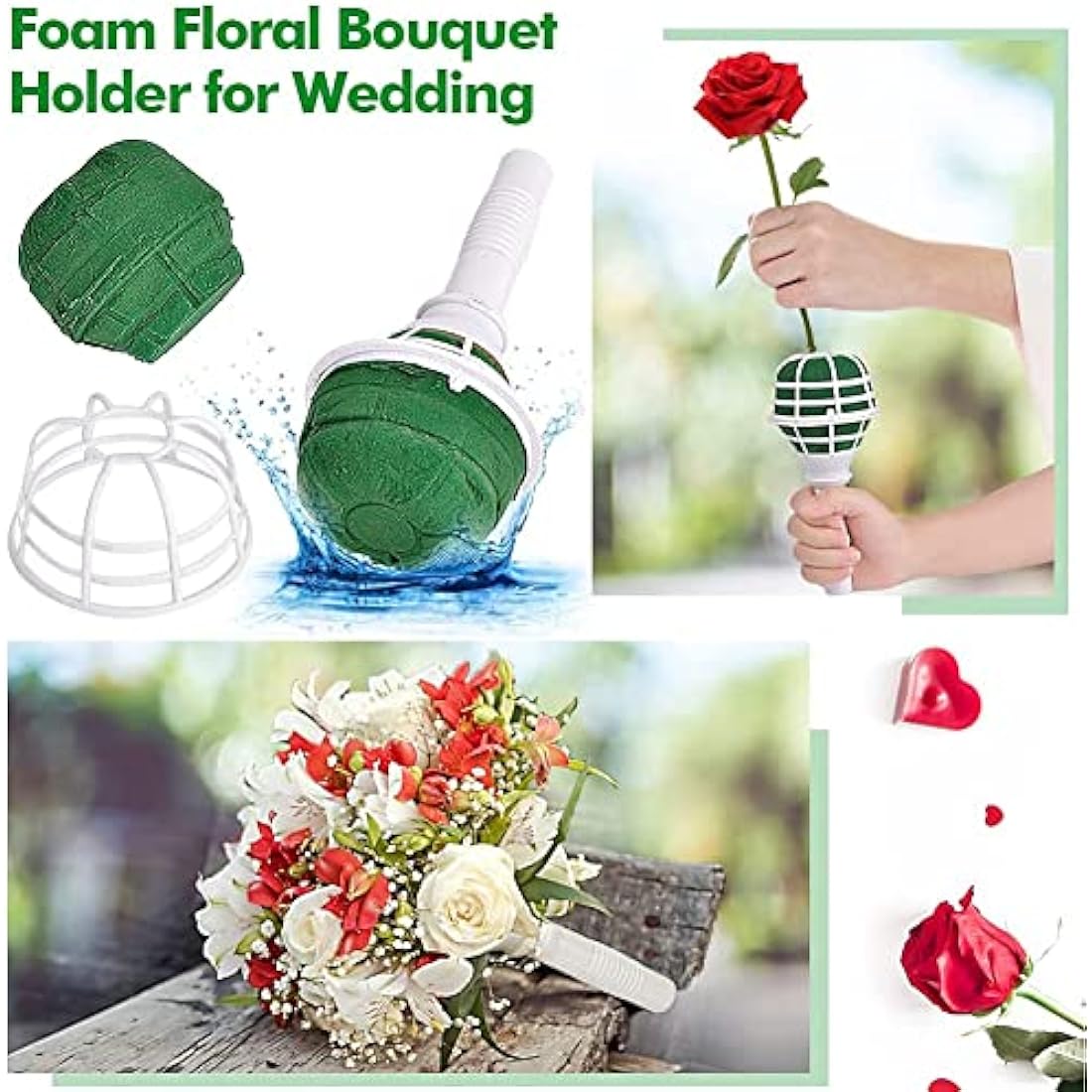 Jolof Store 6 Pack Floral Foam Bouquet Holders for DIY Wedding Flowers