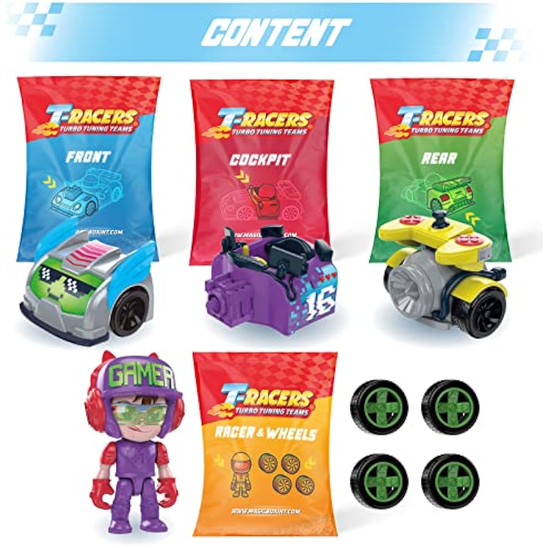 T-Racers Glow Race Series | Collectible Customizable Toy Car & Driver