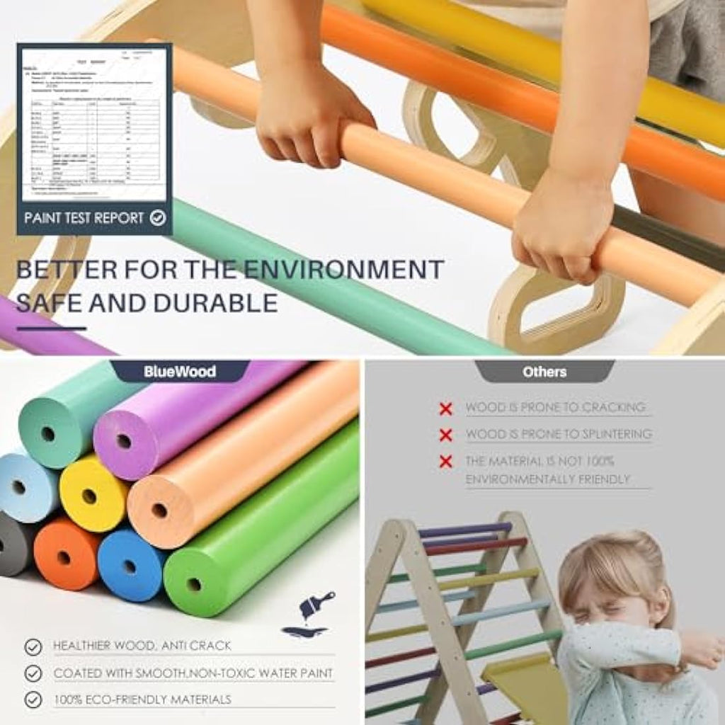 7-in-1 Foldable Wooden Montessori Toddler Climber – Rainbow