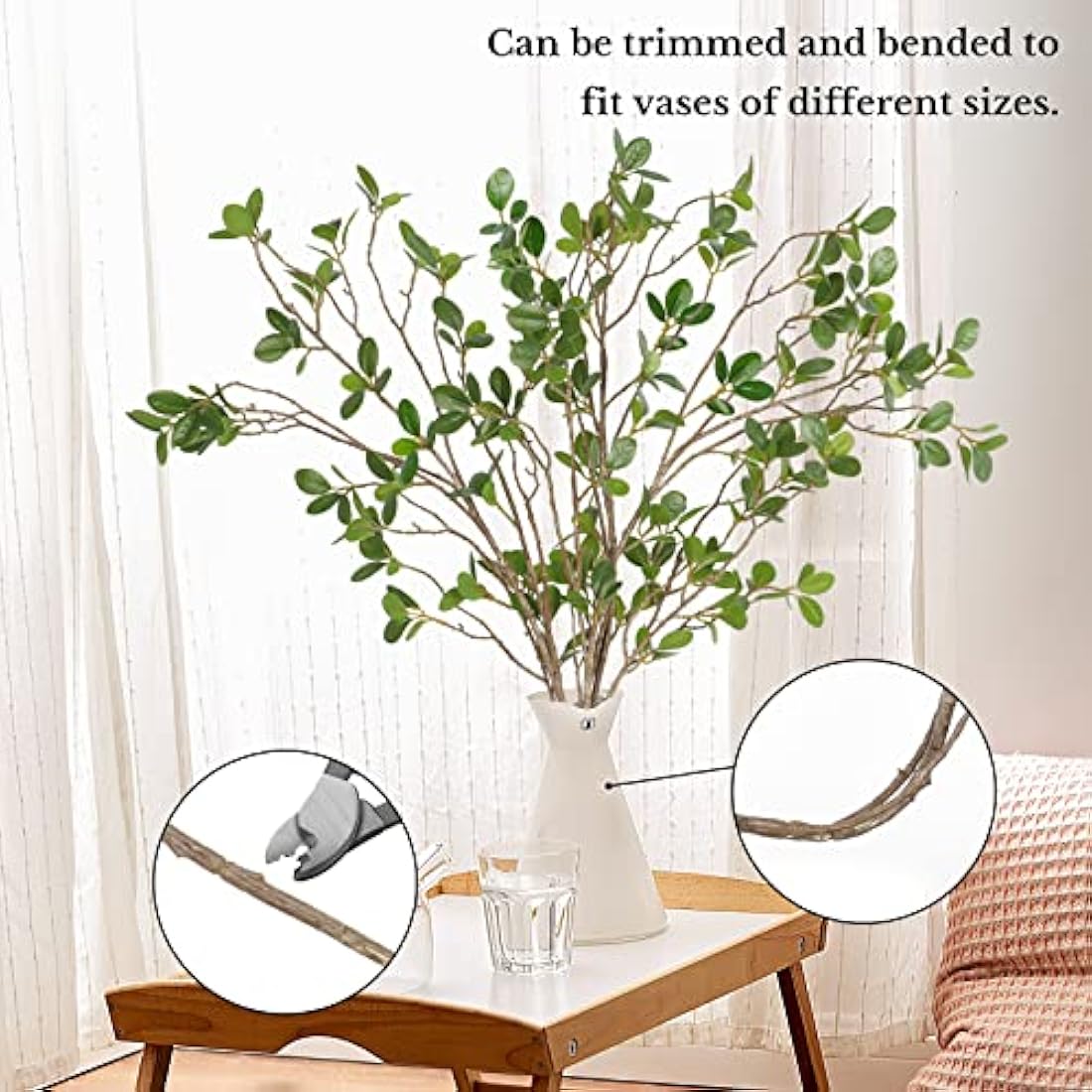 3Pcs Artificial Ficus Branches | 43.3in Faux Greenery Stems
