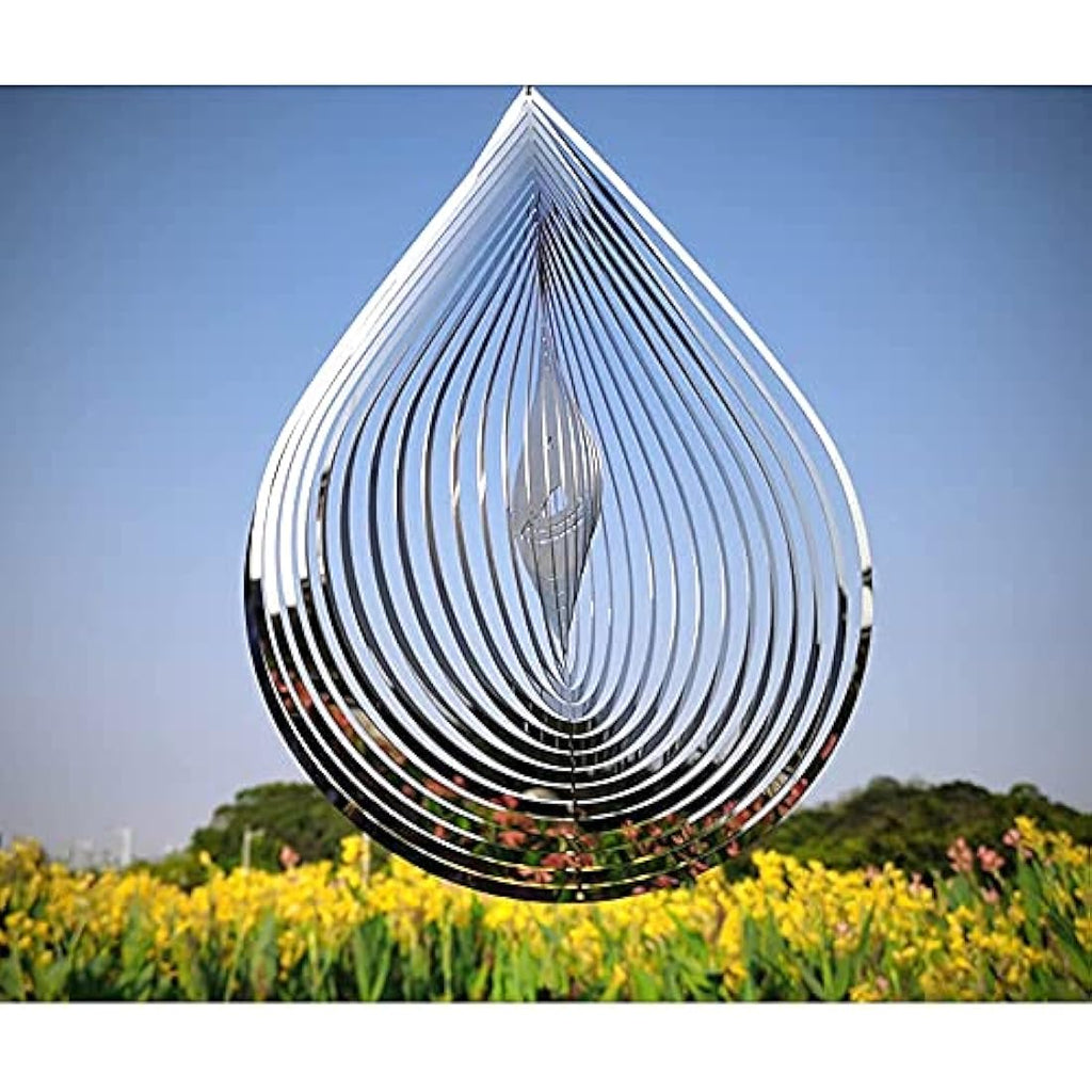 12" 3D Stainless Steel Wind Spinner – Metal Garden Sculpture