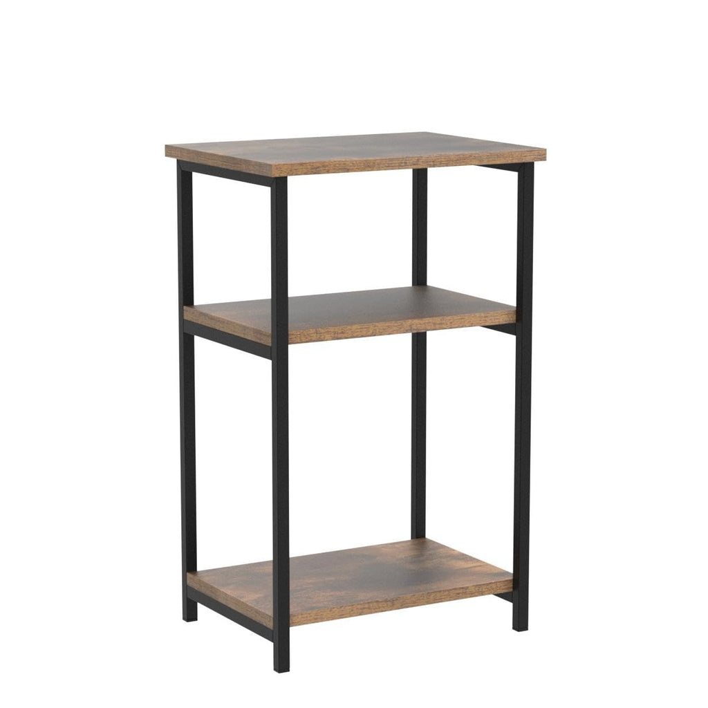 Furinno JUST Side Table Set of 2, 3-Tier Metal Frame End Table with Open Shelf, Night Stand, Bedside Table, for Living Room, Bedroom, Amber Pine - image 4