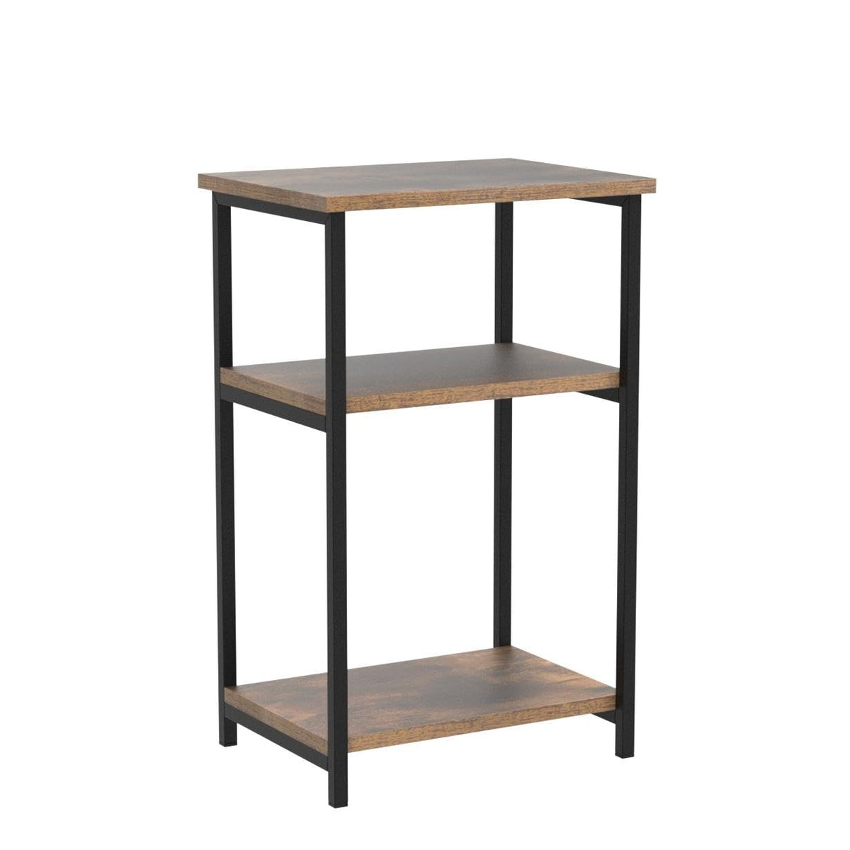 Furinno JUST Side Table Set of 2, 3-Tier Metal Frame End Table with Open Shelf, Night Stand, Bedside Table, for Living Room, Bedroom, Amber Pine - image 4