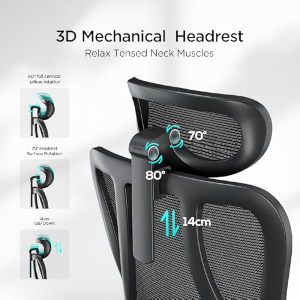 Hbada P3 Pro Ergonomic Office Chair | 2D Lumbar Support & Footrest - Black