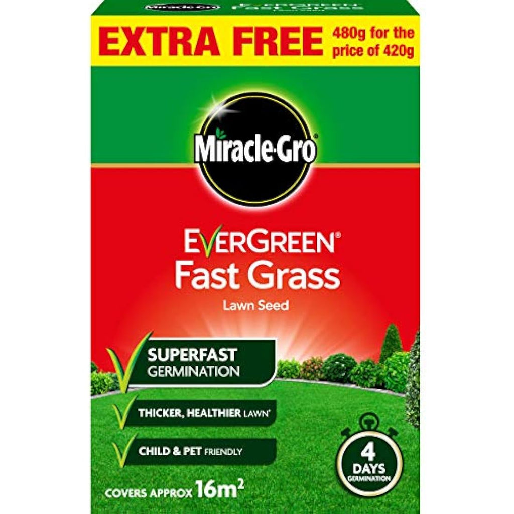 Miracle-Gro EverGreen Fast Grass Lawn Seed - 4 Day Rapid Germination 480g