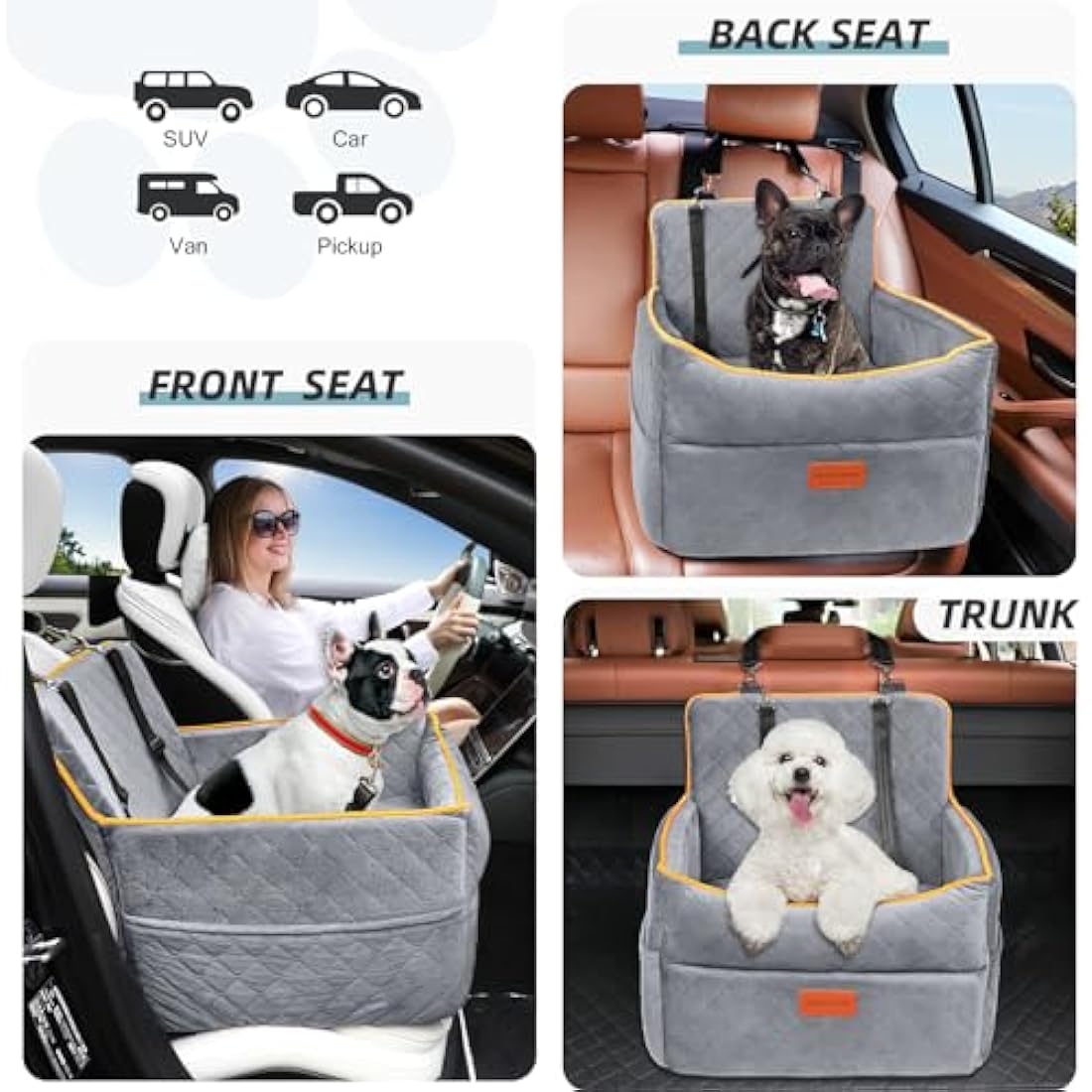 HEGGCOOE Memory Foam Dog Car Seat – Washable Booster Seat for Dogs to 35lbs