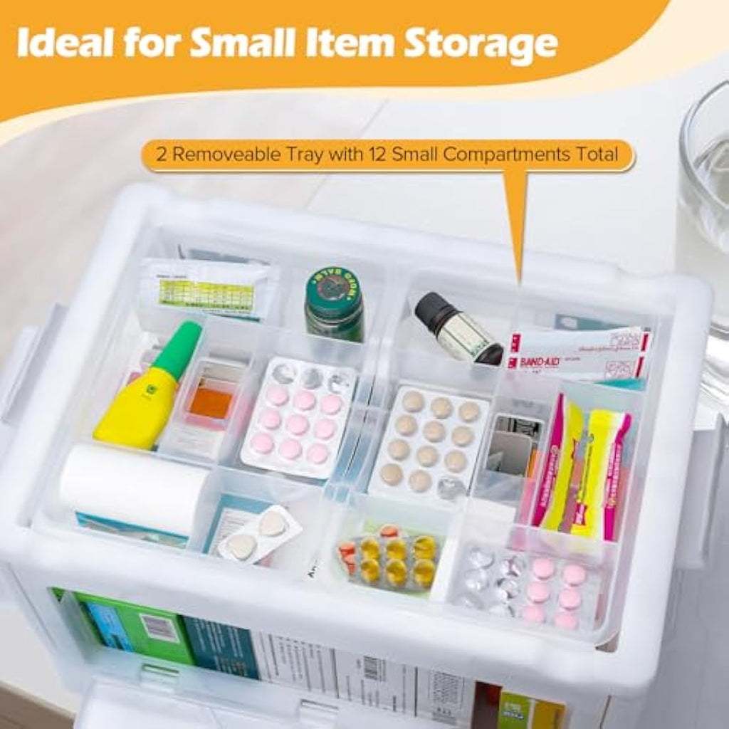 Gifhomfix Extra Large First Aid Box | 20 Quart Clear Medicine Organiser