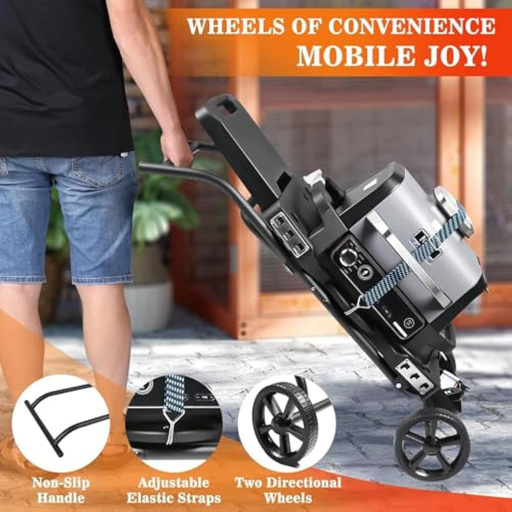Denmay Foldable Barbecue Trolley – Portable Grill Stand for Ninja Woodfire