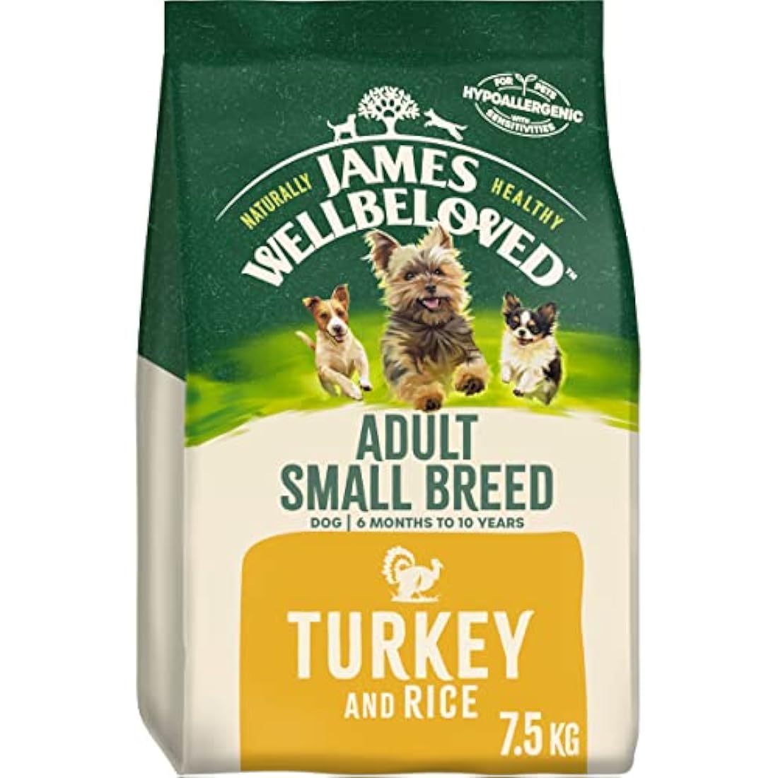 James Wellbeloved Adult Small Breed Turkey & Rice Dry Dog Food - 7.5kg