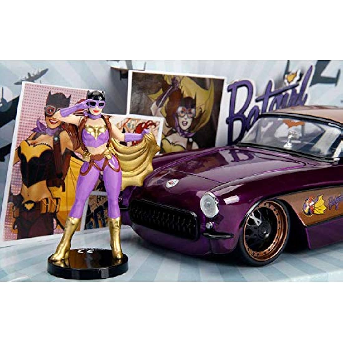 Jada Toys 1957 Chevy Corvette Diecast Car with Batgirl Figure, 1:24 Scale
