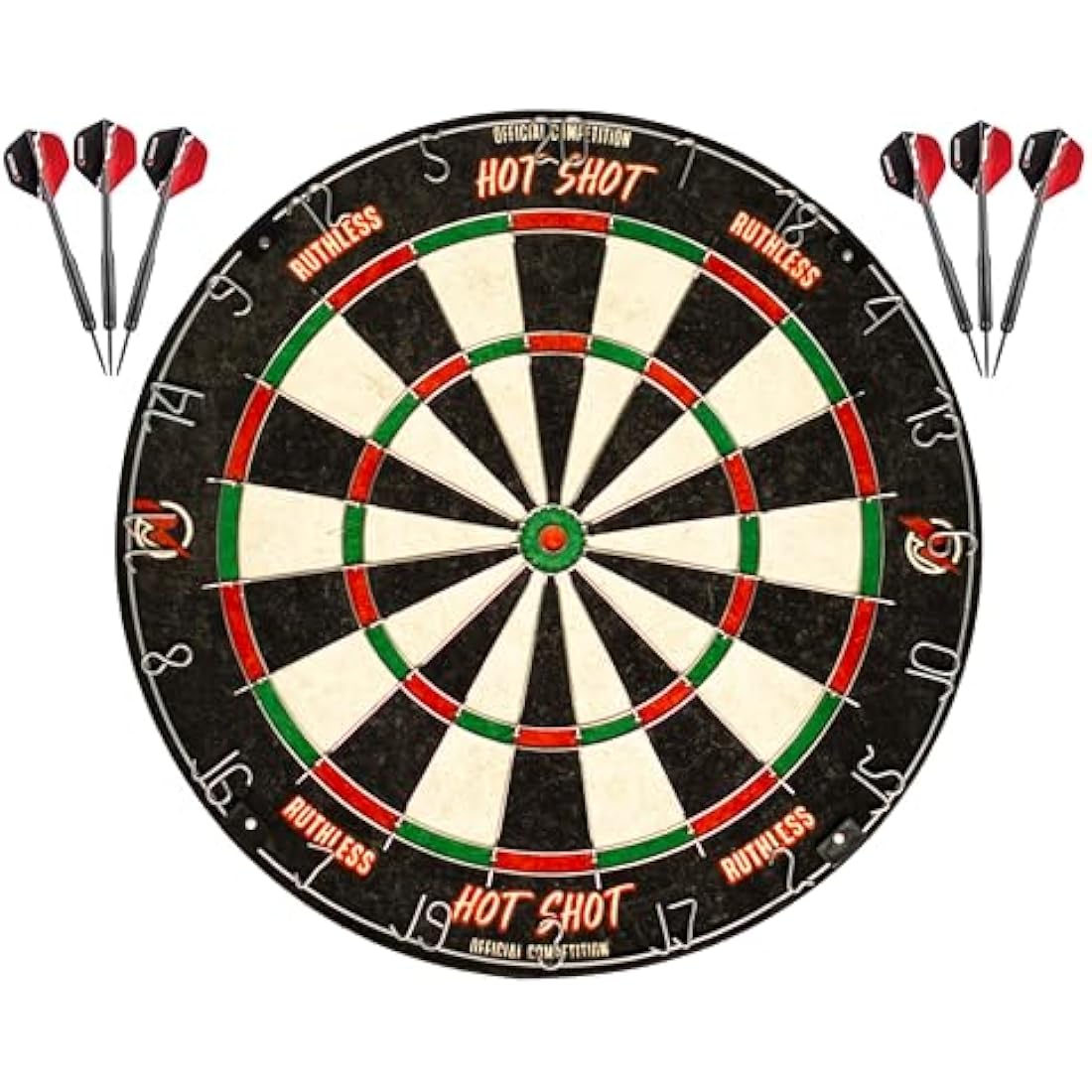 Ruthless Hot Shot Sisal Dartboard Set | Professional Steel Tip Darts
