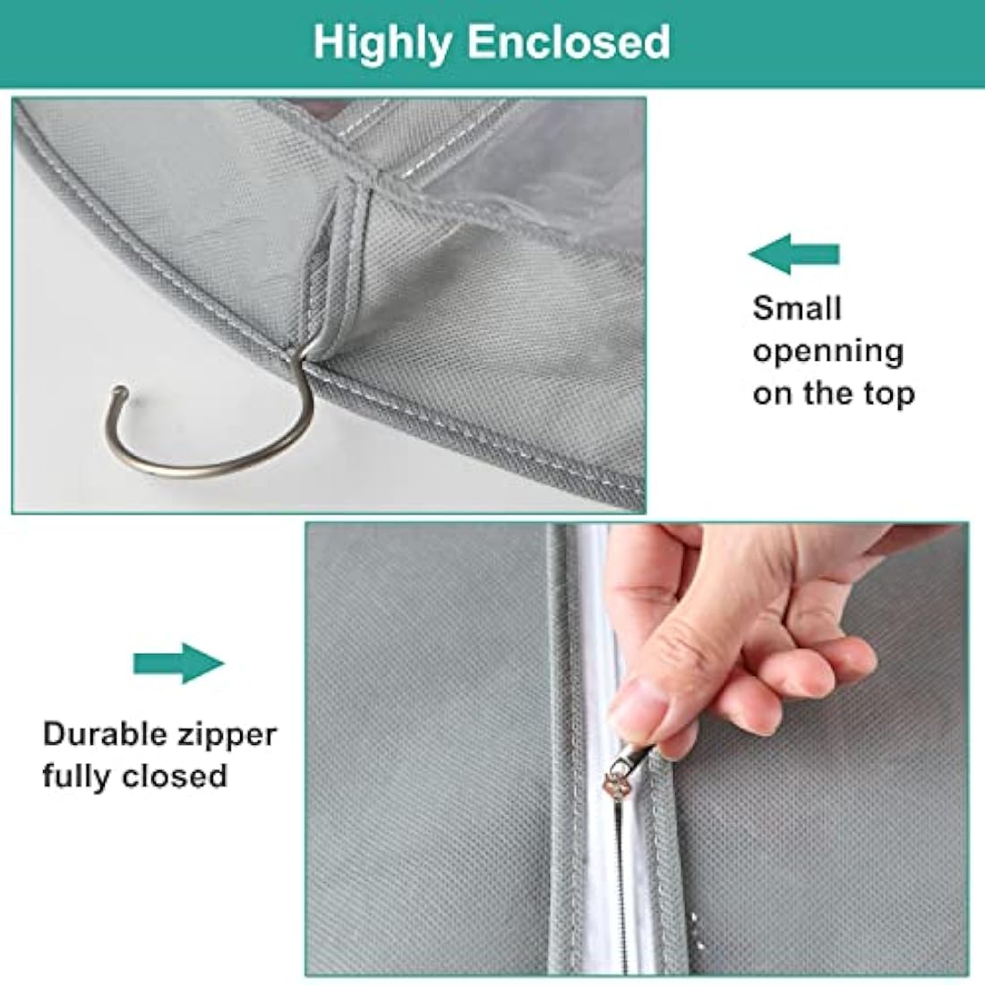Garment Bags – 4 Pack Breathable Suit Covers, Grey