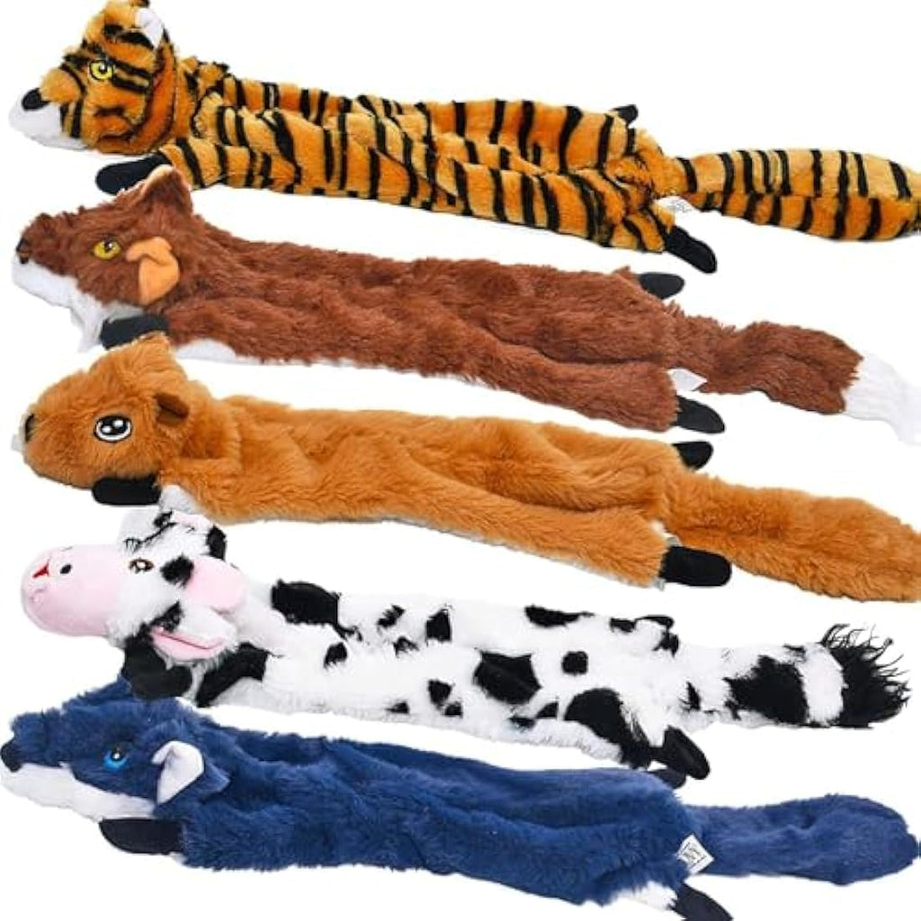 Dog Squeaky Toys – 5 Pack No Stuffing Plush Chew Toys