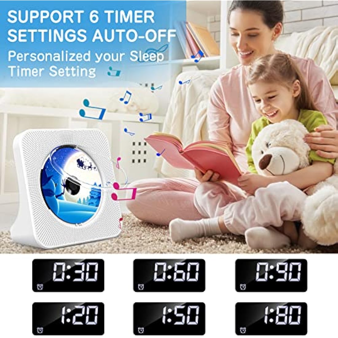 KOVCDVI Desktop CD Player with Bluetooth 5.0, FM Radio & Hi-Fi Speakers