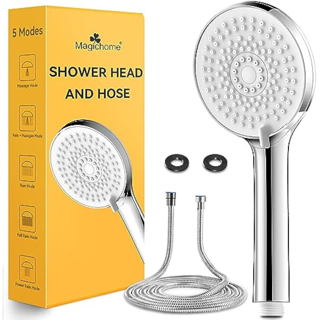 High Pressure Shower Head and 2M Hose | 5 Modes Chrome
