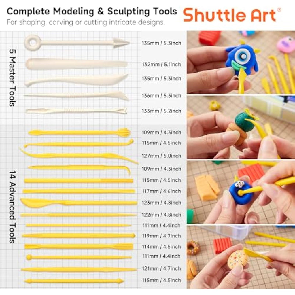 Shuttle Art 60 Colors Polymer Clay Kit | Oven Bake Modeling Clay Set