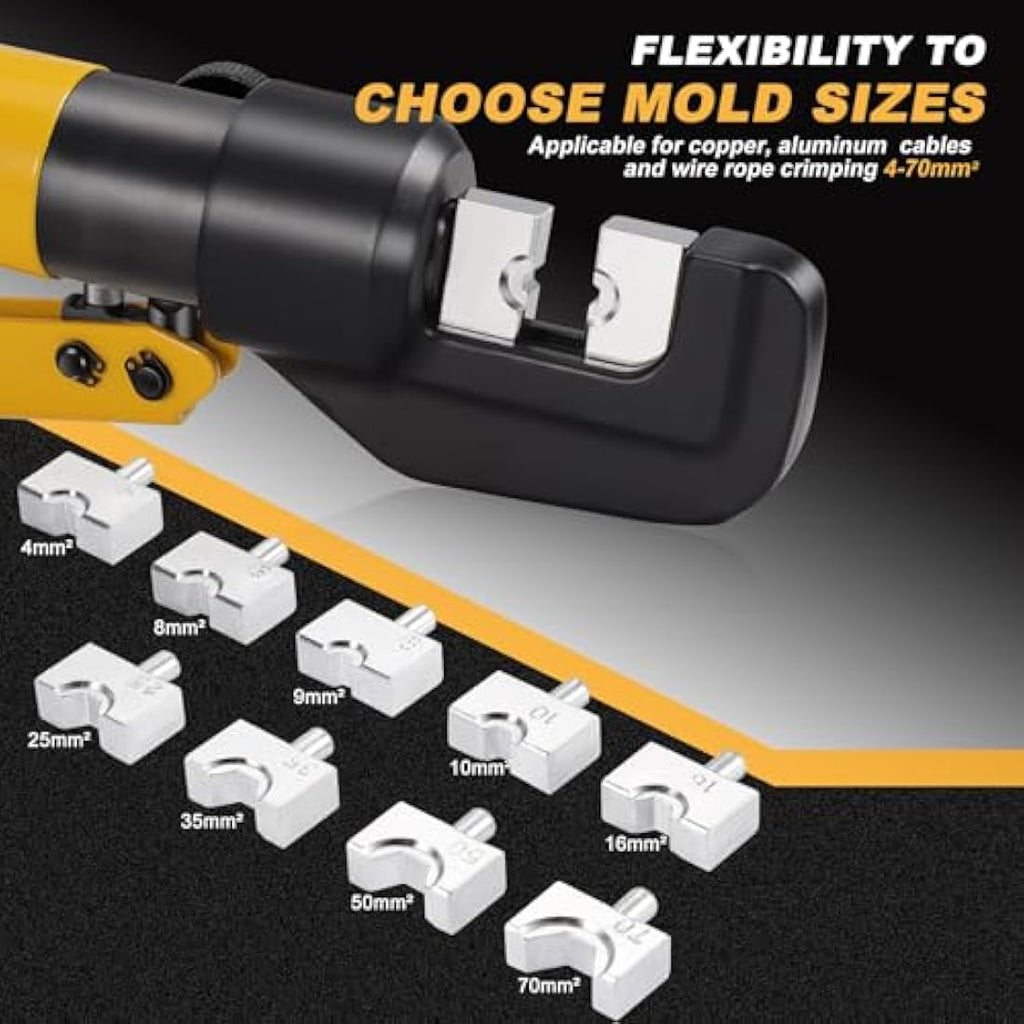 HSEAMALL 10-Ton Hydraulic Crimping Tool for 4-70mm² Copper Terminals