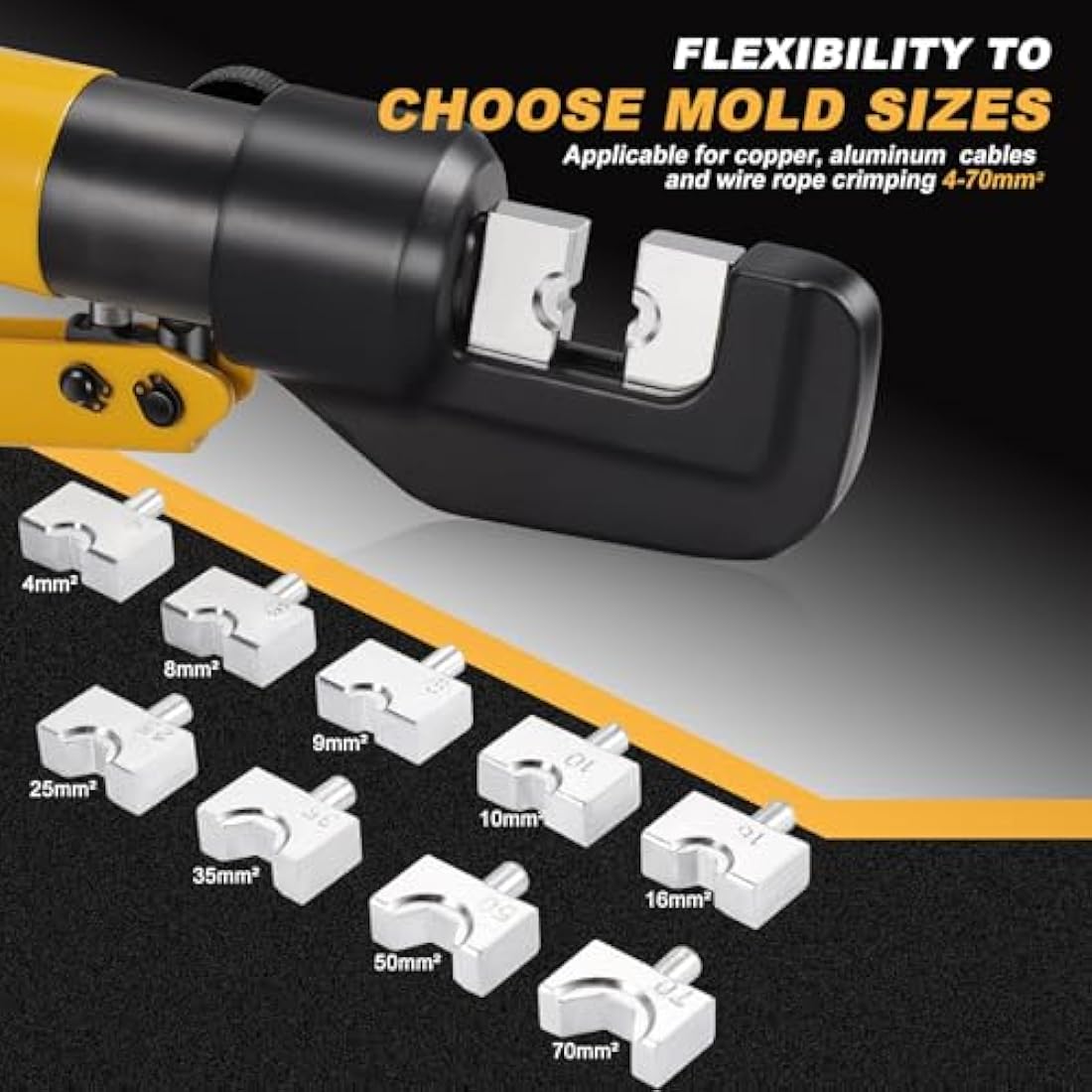 HSEAMALL 10-Ton Hydraulic Crimping Tool for 4-70mm² Copper Terminals