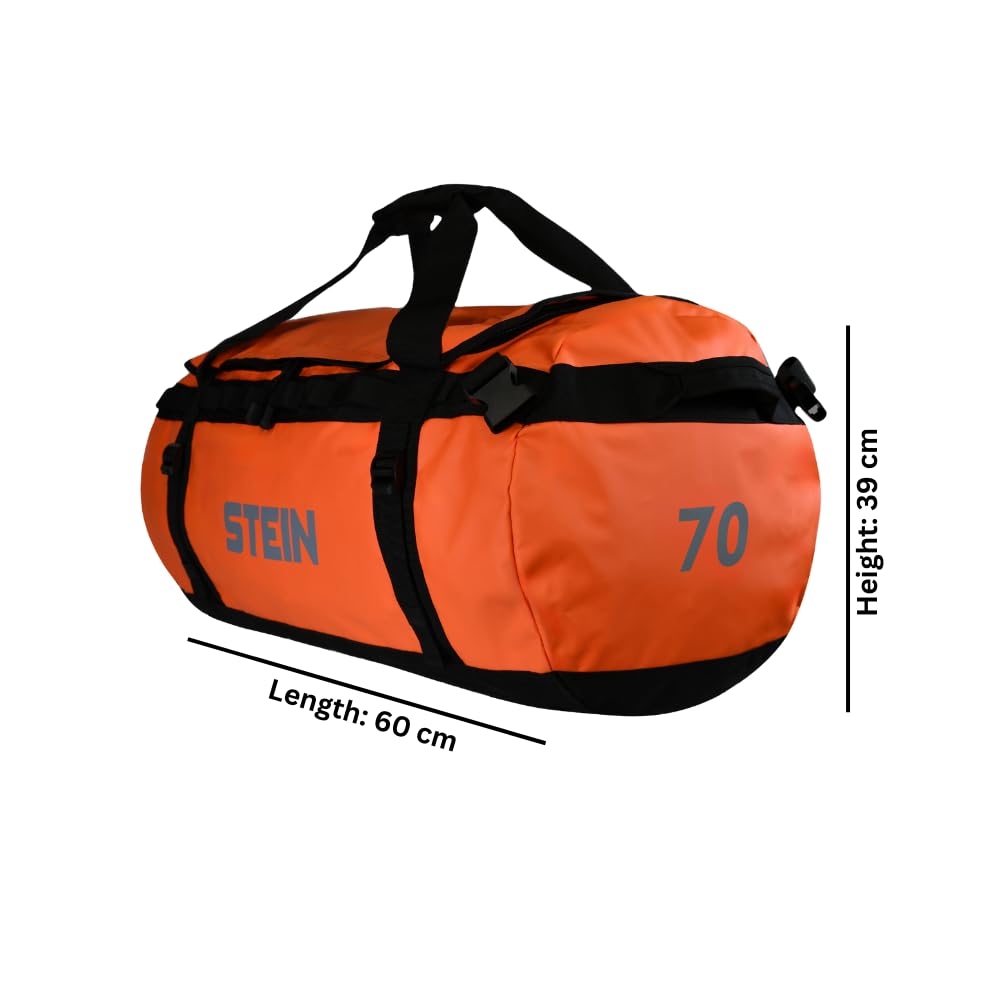 Stein 70L Waterproof Duffel Bag | PVC Backpack Holdall - Orange
