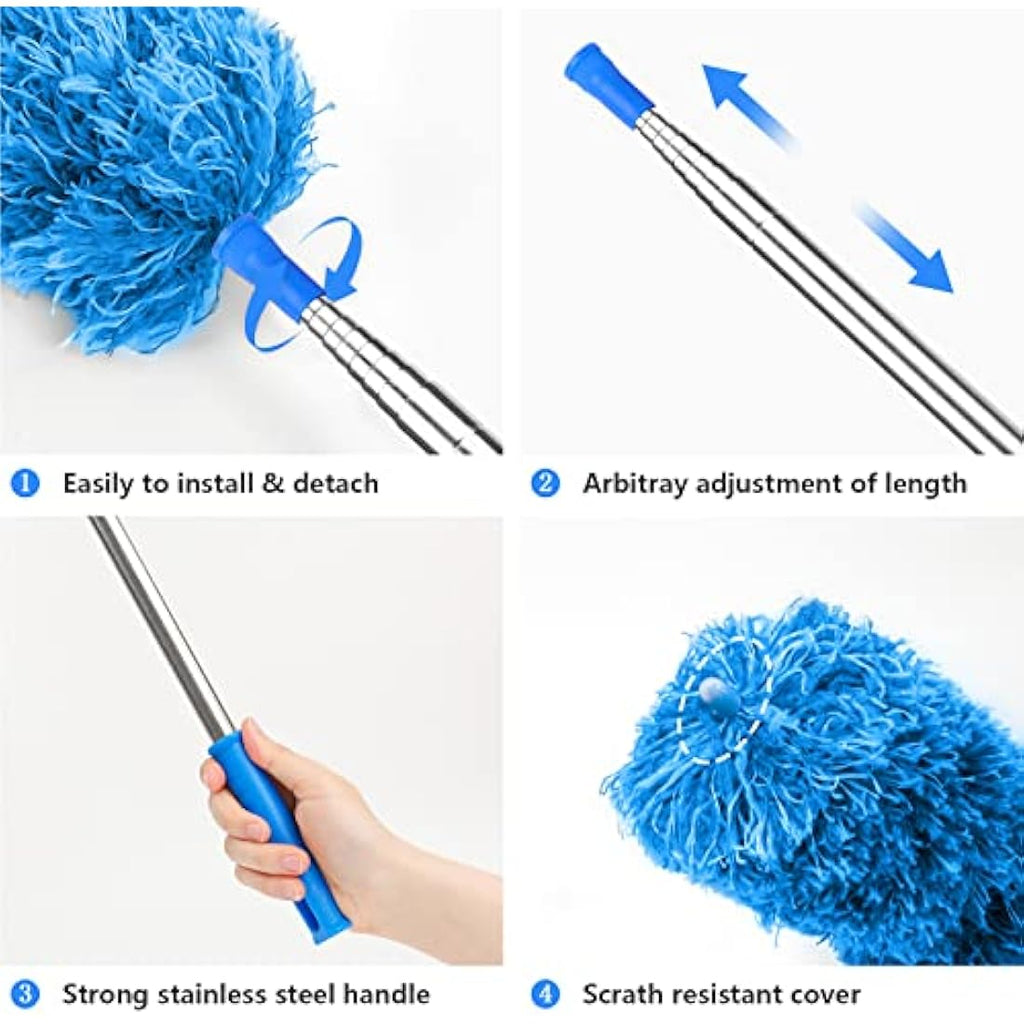 ENJSD Microfiber Feather Duster – 100 Inch Extendable Telescopic Pole