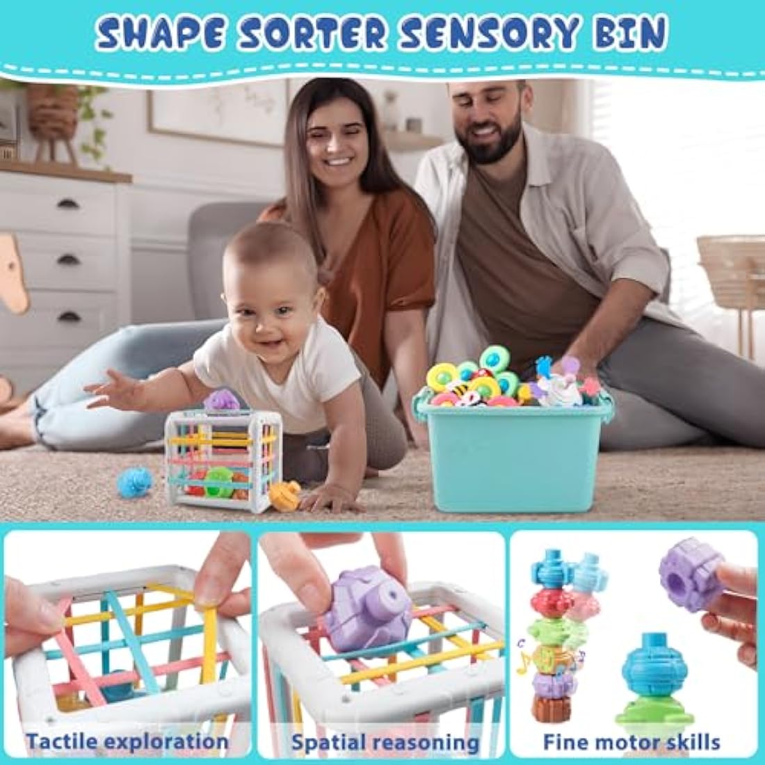 Plunack 6-in-1 Montessori Baby Toys | 28pc Sensory Stacking Set