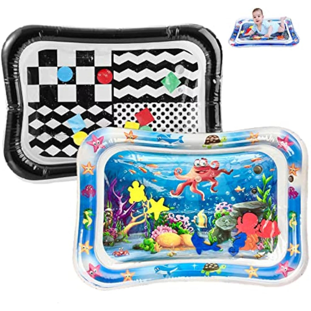 PandaEar 2-Pack Tummy Time Water Mat | Inflatable Baby Sensory Play Mat