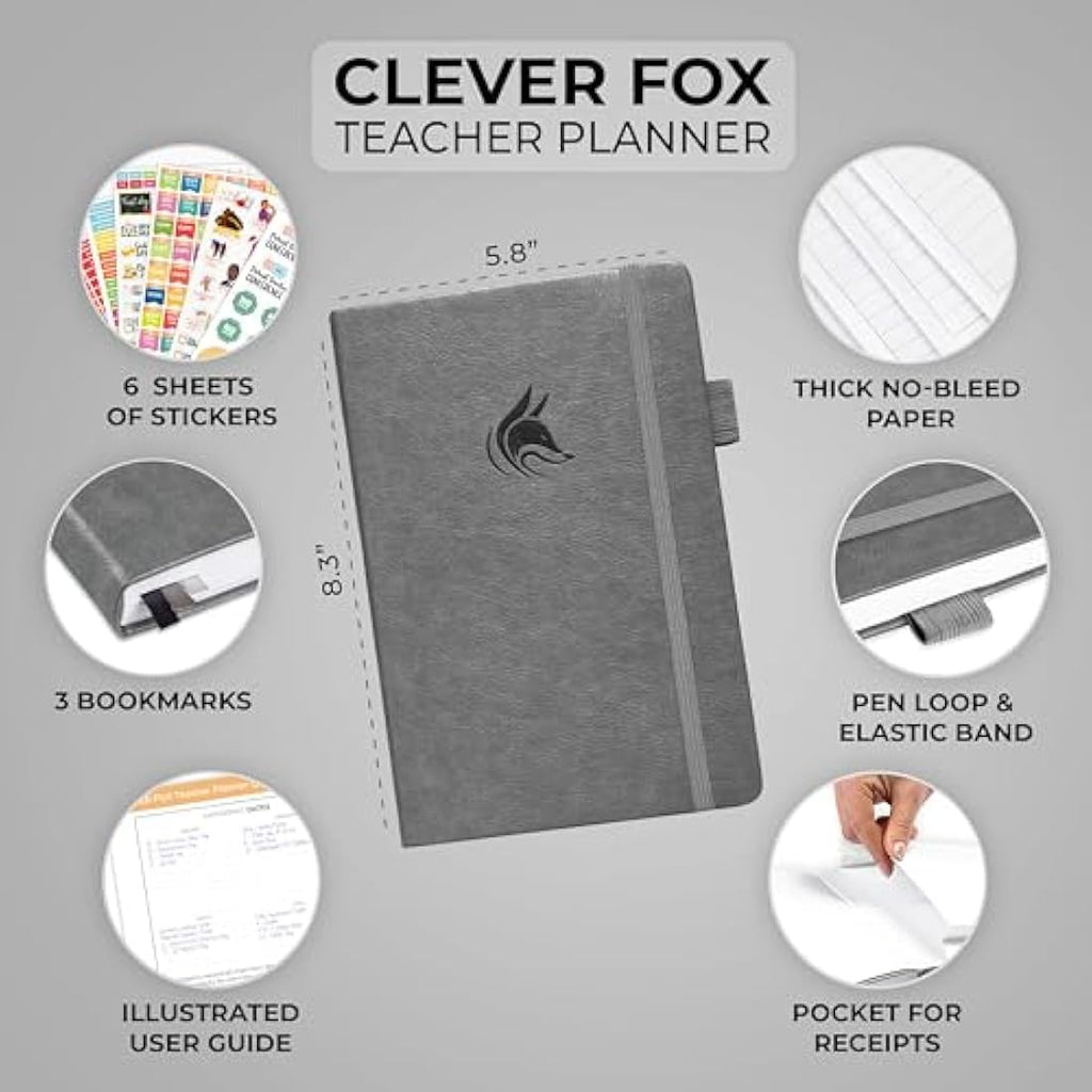 Clever Fox Teacher Planner – Undated A5 Hardcover Lesson Plan Book