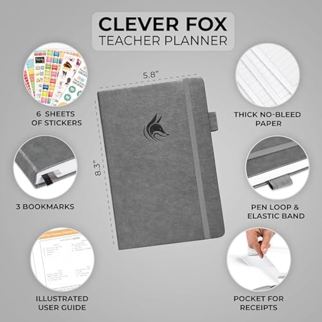 Clever Fox Teacher Planner – Undated A5 Hardcover Lesson Plan Book