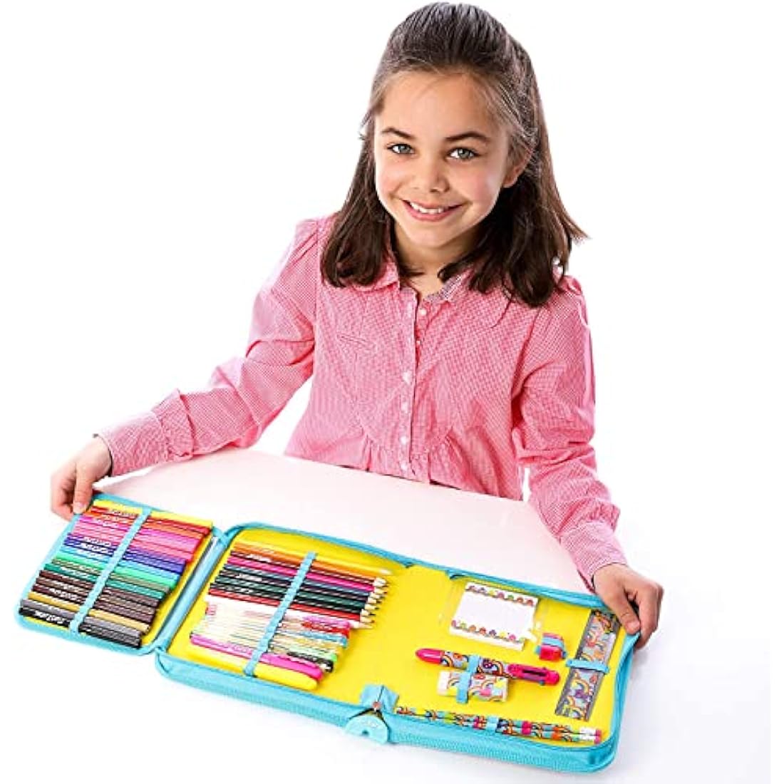 GirlZone Rainbow Stationery Set – 43-Piece Jumbo Art Case for Girls