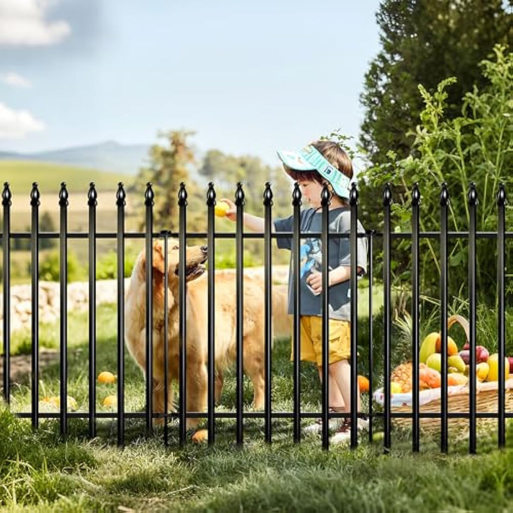 Thealyn Metal Garden Fence – 3.5m No-Dig Wrought Iron Dog Barrier, Black