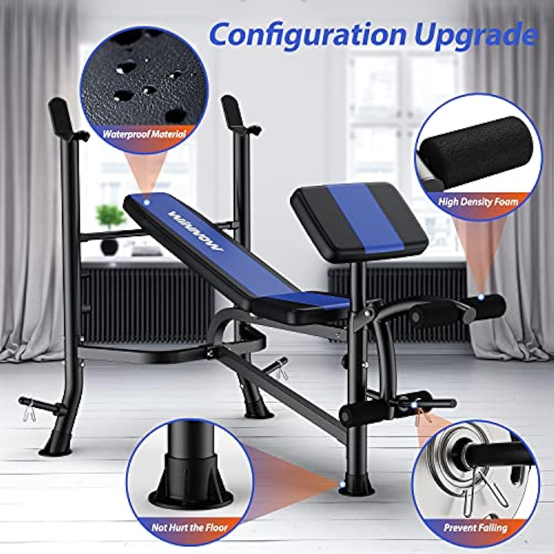 WINNOW Adjustable Weight Bench with Leg Extension and Preacher Curl