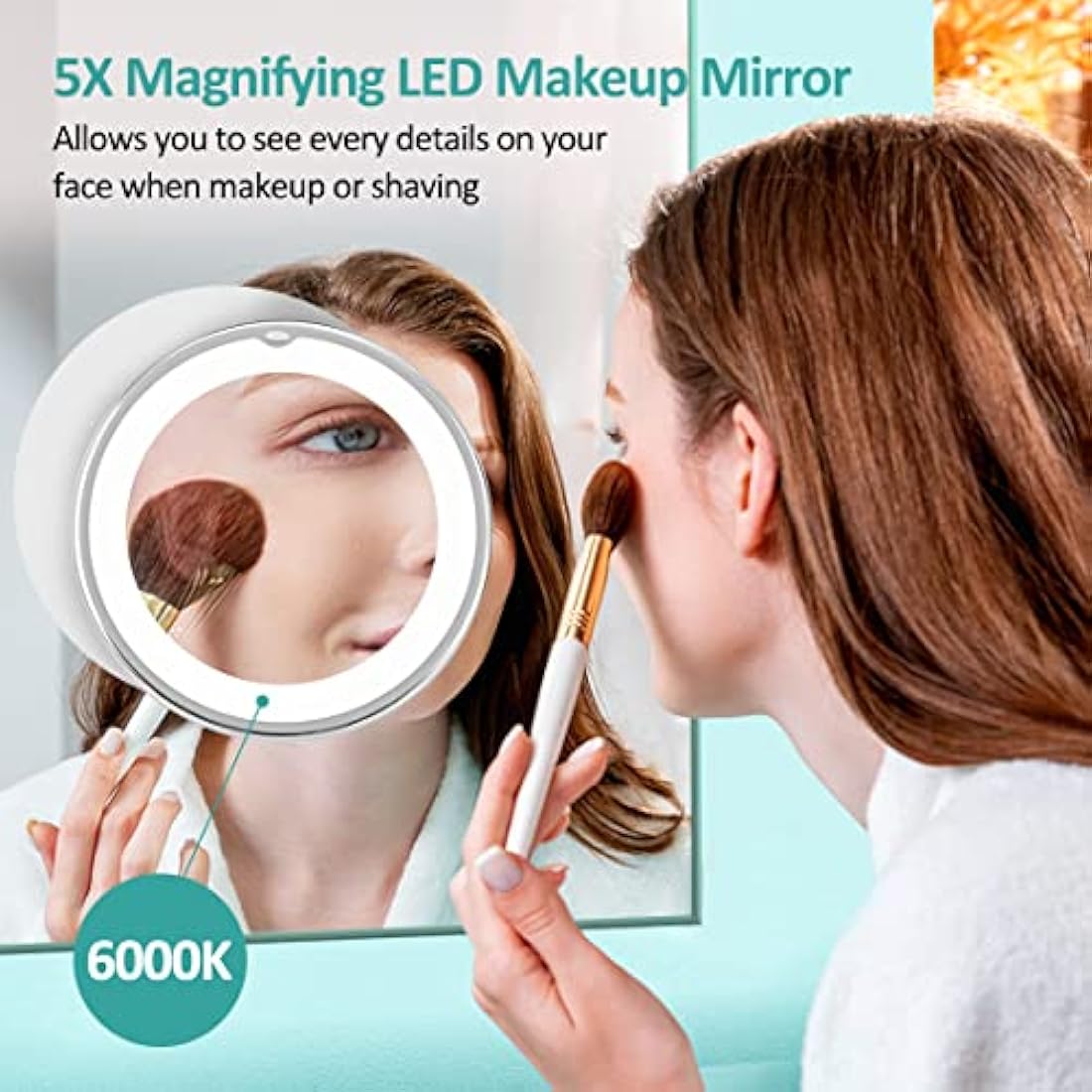 Jolof Store 5X Magnifying LED Travel Mirror | Suction Mount & 360° Swivel