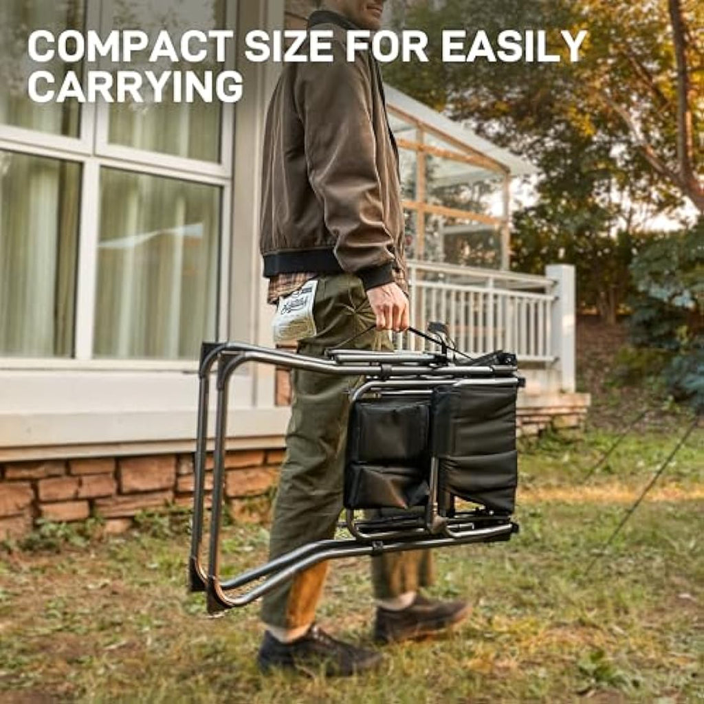 EVER ADVANCED Tall Folding Directors Chair with Side Table - 76cm Seat Height
