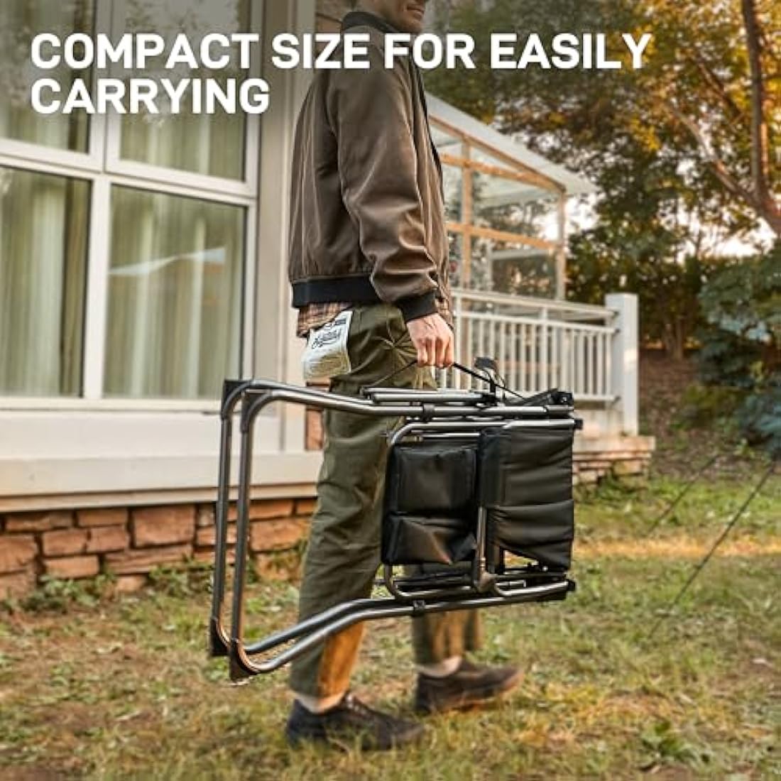EVER ADVANCED Tall Folding Directors Chair with Side Table - 76cm Seat Height