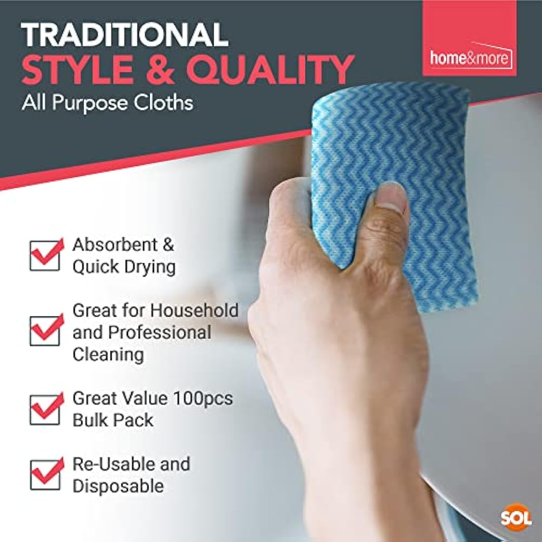 SOL 500pk All Purpose Cleaning Cloths – Blue Disposable J Cloths