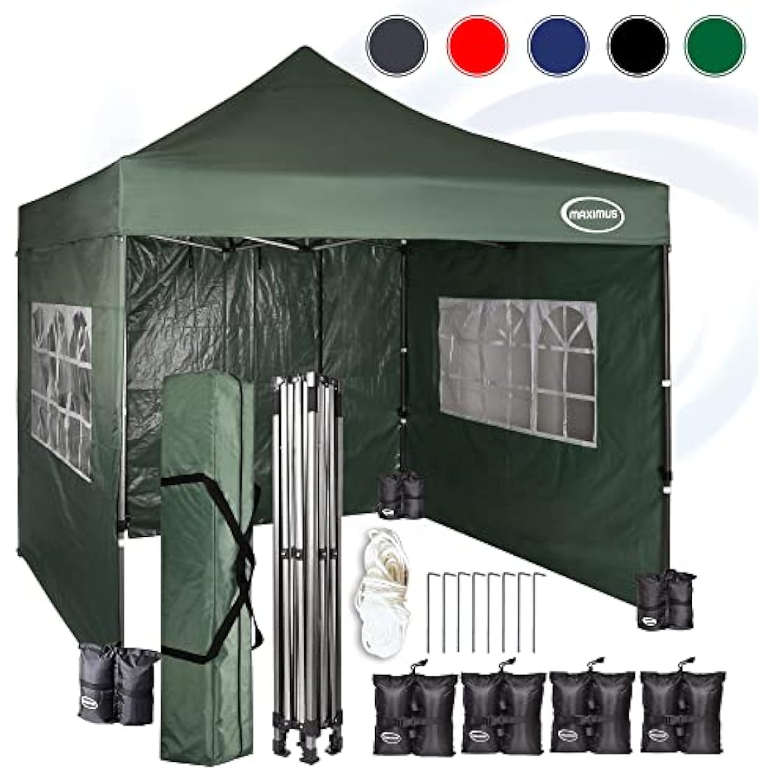 MAXIMUS 3m x 3m Heavy Duty Commercial Pop Up Gazebo with 4 Sides - Green