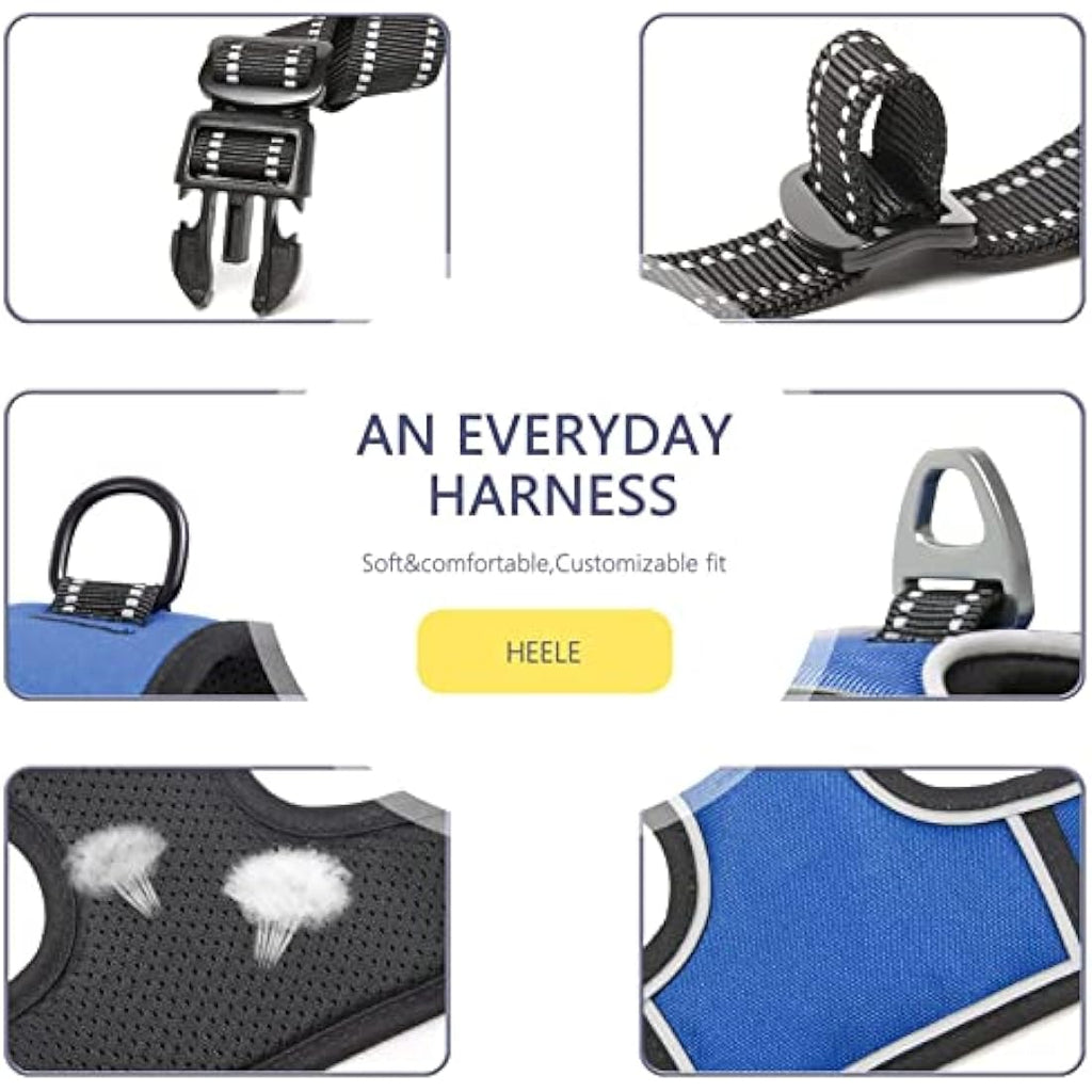 HEELE No Pull Dog Harness | Reflective Padded Training Vest - Blue, M