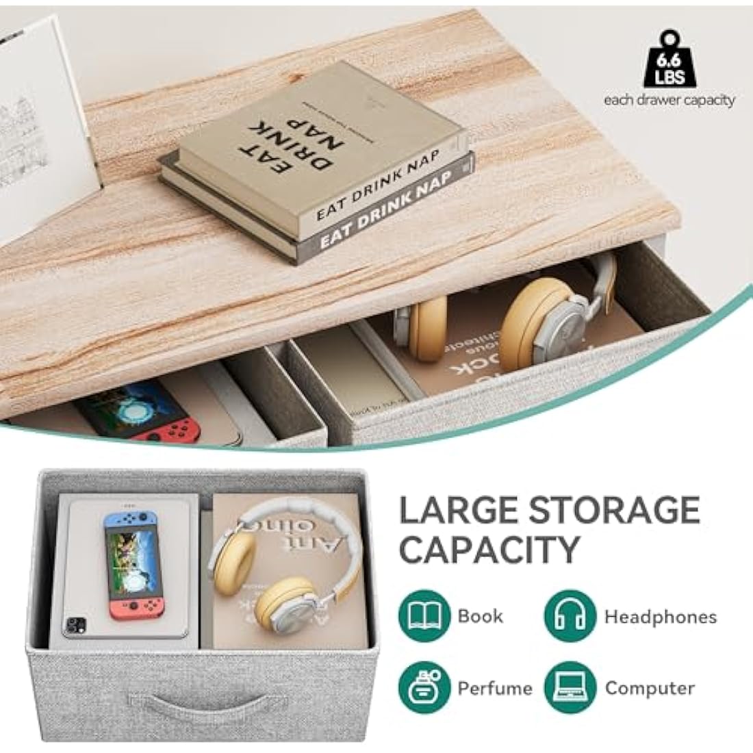 YITAHOME 9-Drawer Fabric Dresser – Wide Storage Chest, Light Grey