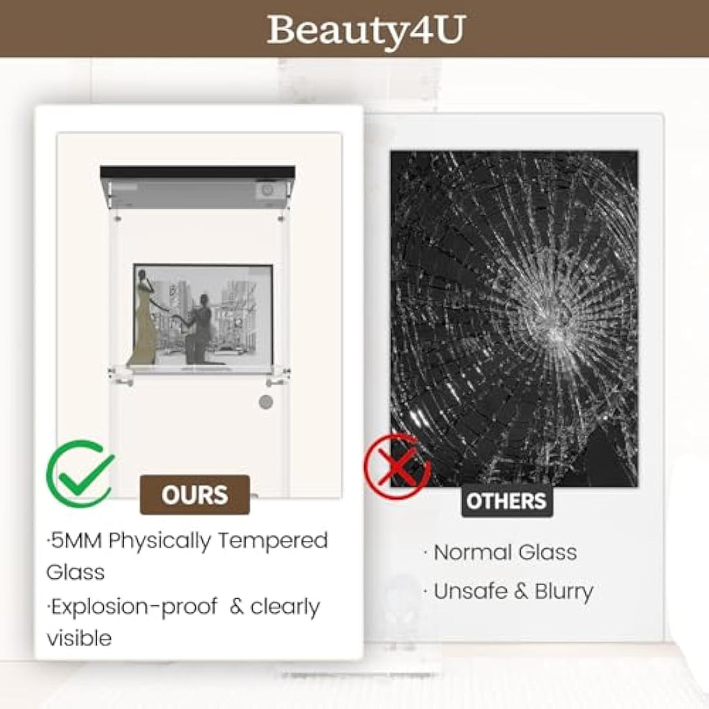 Beauty4U 4-Shelf Glass Display Cabinet | 64" Tempered Glass Showcase, Black